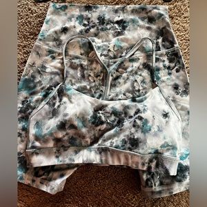 lululemon biker short and bra set